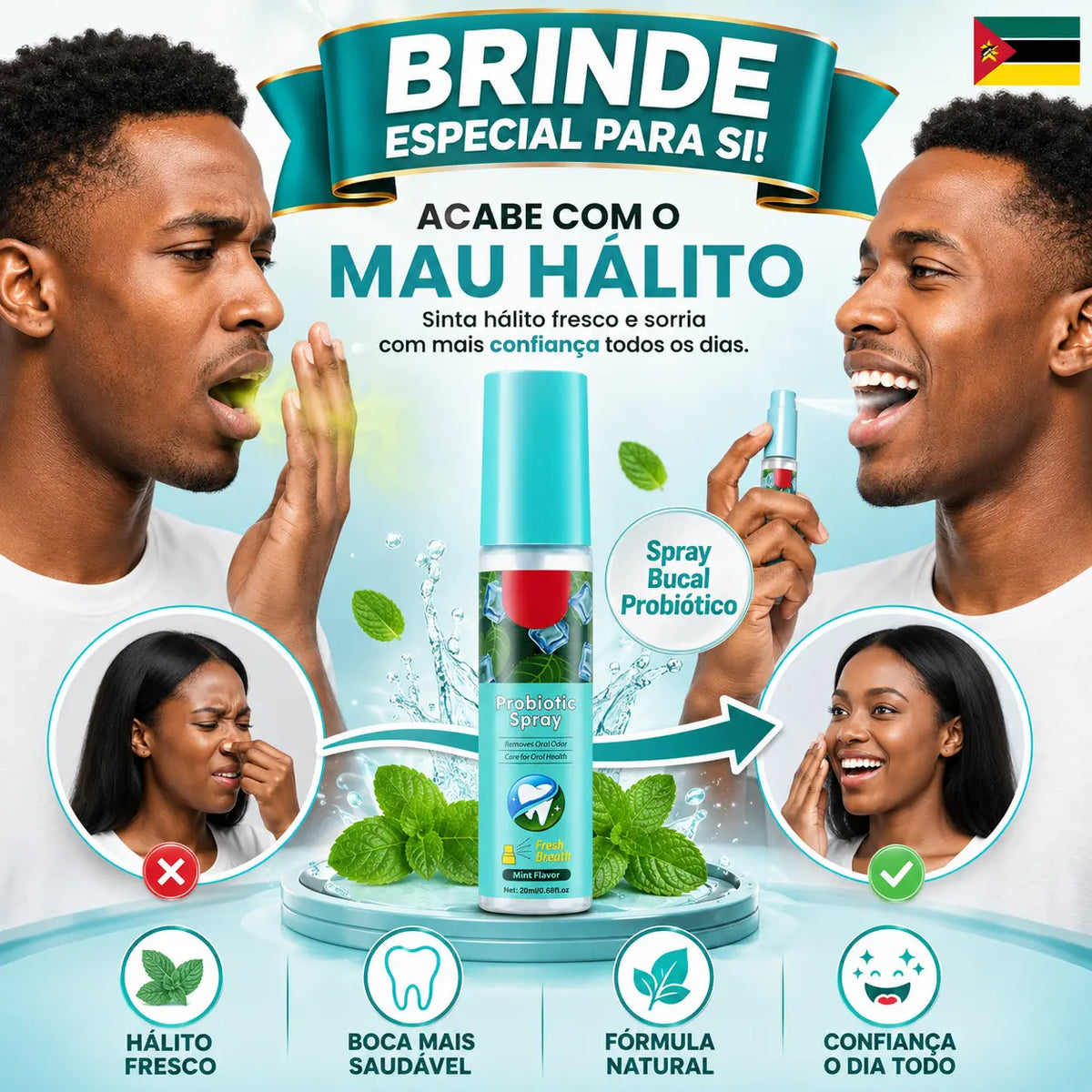 Combo 5 Days White™ – Pó Clareador Dental + Spray Bucal Grátis